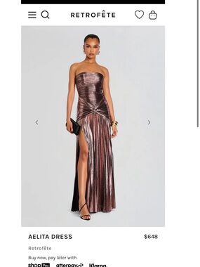 Retrofete Aelita Strapless Metallic Mauve Dress NEW WITH TAGS SZ S